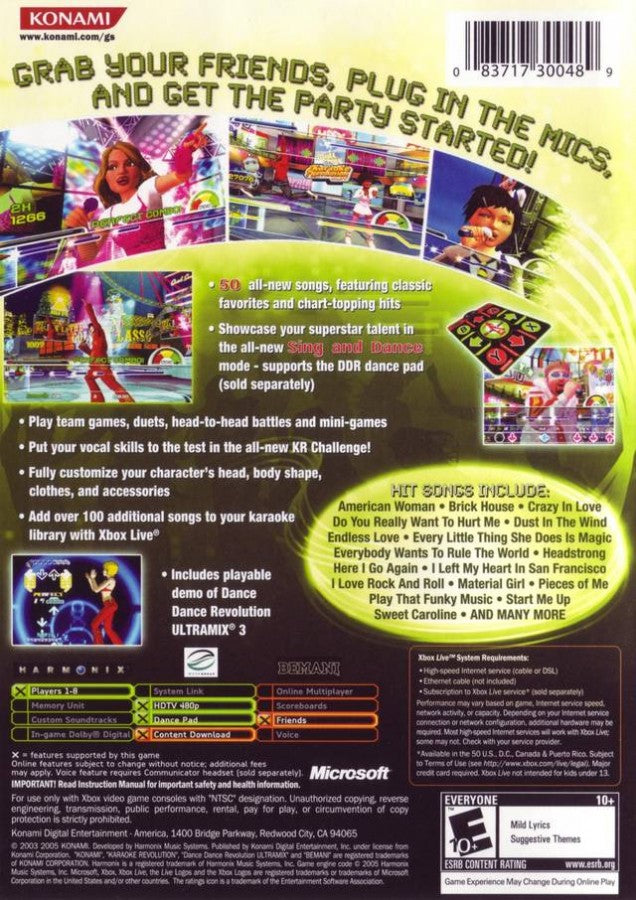 Karaoke Revolution: Party back cover art for Xbox (XBOX) video game