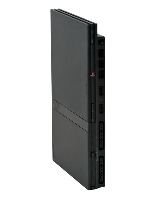 PS2 Slim system Sony PlayStation 2 Slim console slimline model compact design gaming system retro console disc based PS2 hardware gaming entertainment system PlayStation 2 Slim gaming console