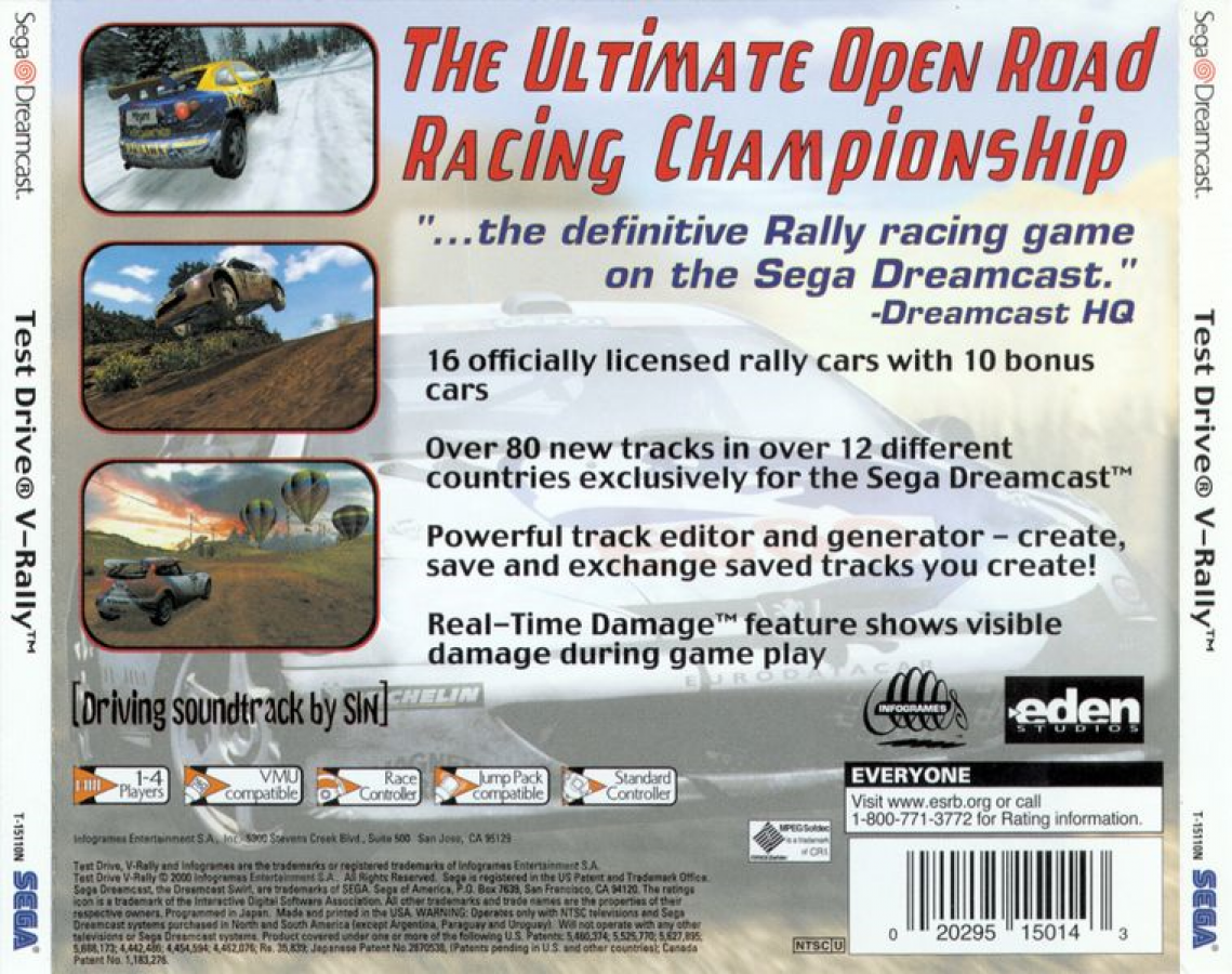 Test Drive V-Rally back cover art for Sega Dreamcast (DC) video game