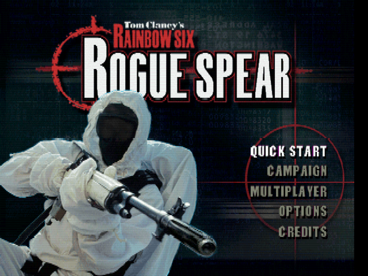 Tom Clancy's Rainbow Six: Rogue Spear home screen for PlayStation 1 (PS1) tactical shooter video game