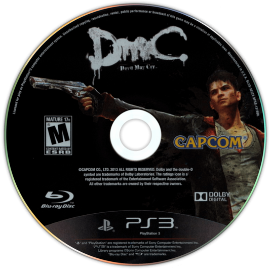 DMC: Devil May Cry disc art for PlayStation 3 (PS3) video game