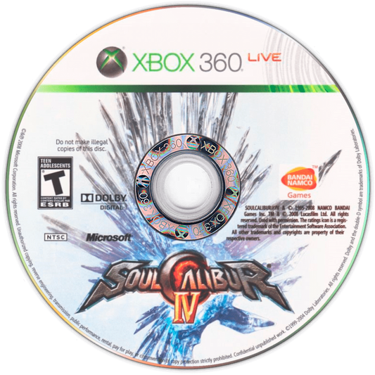Soul Calibur IV disc for Xbox 360 (X360) 3D fighting video game