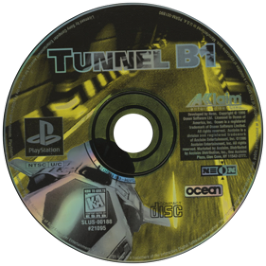Tunnel B1 PlayStation PS1 for first person shooter video game fans featuring futuristic combat tunnel exploration vehicle based gameplay intense weapons alien enemies sci fi environments challenging missions and classic retro PlayStation gaming collectible appeal disc