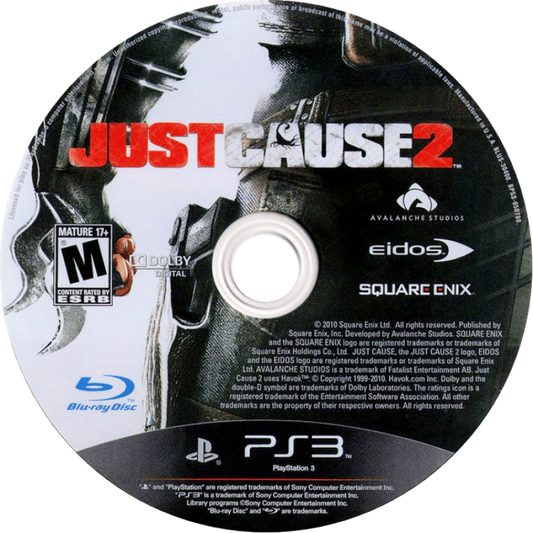 Just Cause 2 disc for PlayStation 3 PS3 video game