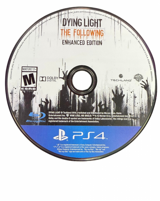 Dying Light The Following Enhanced Edition PlayStation 4 game featuring open-world zombie survival gameplay and expanded story content disc