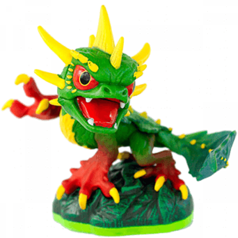 Camo Skylanders Spyro’s Adventure figure, plant element dragon with melon-themed body, green vines and leaf wings, posed ready for battle with nature powers, detailed collectible toy on portal base from Skylanders Spyro’s Adventure series