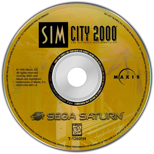 SimCity 2000 disc art for Sega Saturn (SS) video game