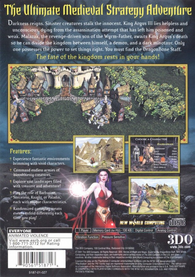 Heroes of Might and Magic PlayStation 2 retro video game turn based strategy back of case