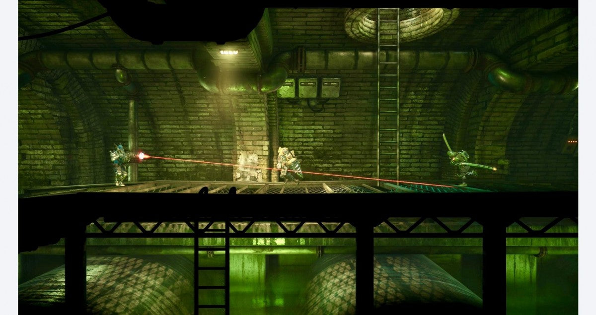 F.I.S.T. Forged In Shadow Torch Asia Import PlayStation 5 Metroidvania action-adventure video game TiGames dieselpunk setting anthropomorphic animals Rayton rabbit with mechanical fist combat drill whip weapons exploration 3D side-scrolling bilibili gameplay screenshot