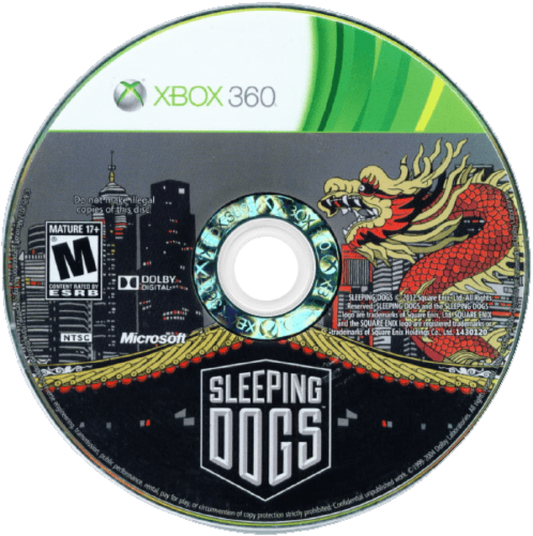 Sleeping Dogs disc for Xbox 360 (X360) open-world action-adventure crime video game