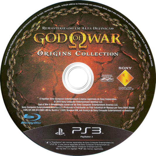 God of War Origins Collection disc cover art for PlayStation 3 (PS3) action video game.