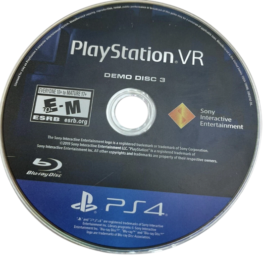 PlayStation VR Demo Disc 3 – PlayStation 4 (PS4) video game disc, virtual reality demo compilation