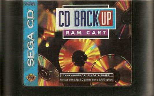 Sega CD Backup RAM Cart official Sega memory expansion cartridge for the Sega CD increases save storage capacity game save management accessory plugs into Genesis cartridge slot retro gaming hardware peripheral accessory for RPG and save heavy games cartridge