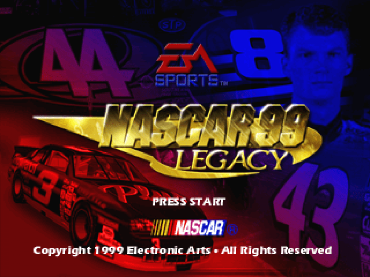 NASCAR 99 Legacy title card for PlayStation 1 (PS1) retro racing video game