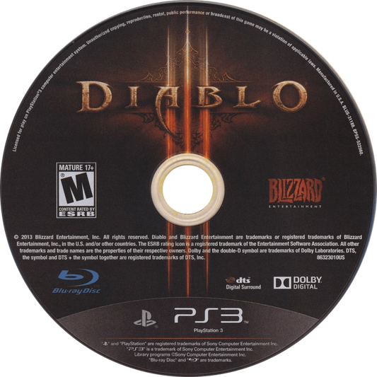 Diablo III disc art for PlayStation 3 PS3 video game