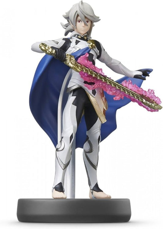 Corrin Super Smash Bros Amiibo sealed figure featuring the Fire Emblem character in detailed armor design with sword pose NFC functionality for in game bonuses compatible with Nintendo Switch Wii U and 3DS and collectible Nintendo figure from the Super Smash Bros series figure