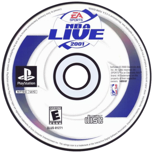 NBA Live 2001 disc for PlayStation 1 (PS1) retro basketball video game