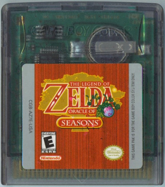 The Legend of Zelda: Oracle of Seasons Nintendo Game Boy Color GBC for action adventure retro video game fans featuring seasonal puzzle solving epic exploration dungeon crawling sword combat magical abilities fantasy world classic handheld gaming collectible gaming appeal cartridge