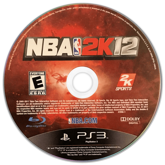 NBA 2K12 disc for PlayStation 3 (PS3) video game