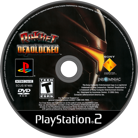 Ratchet Deadlocked PS2 PlayStation 2 third person shooter action platformer game retro video game disc