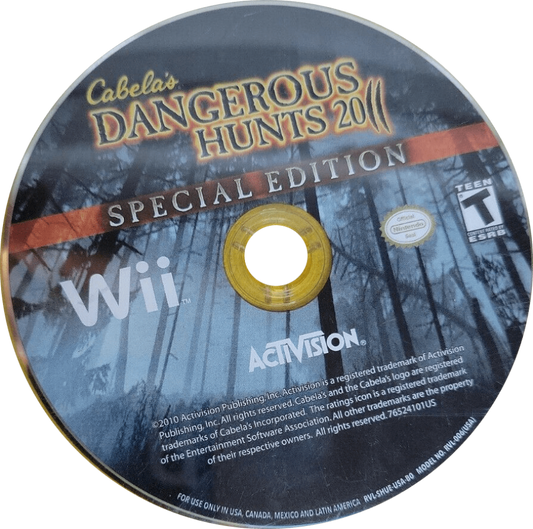 Cabela's Dangerous Hunts 2011 Special Edition disc cover art for Nintendo Wii (Wii) video game