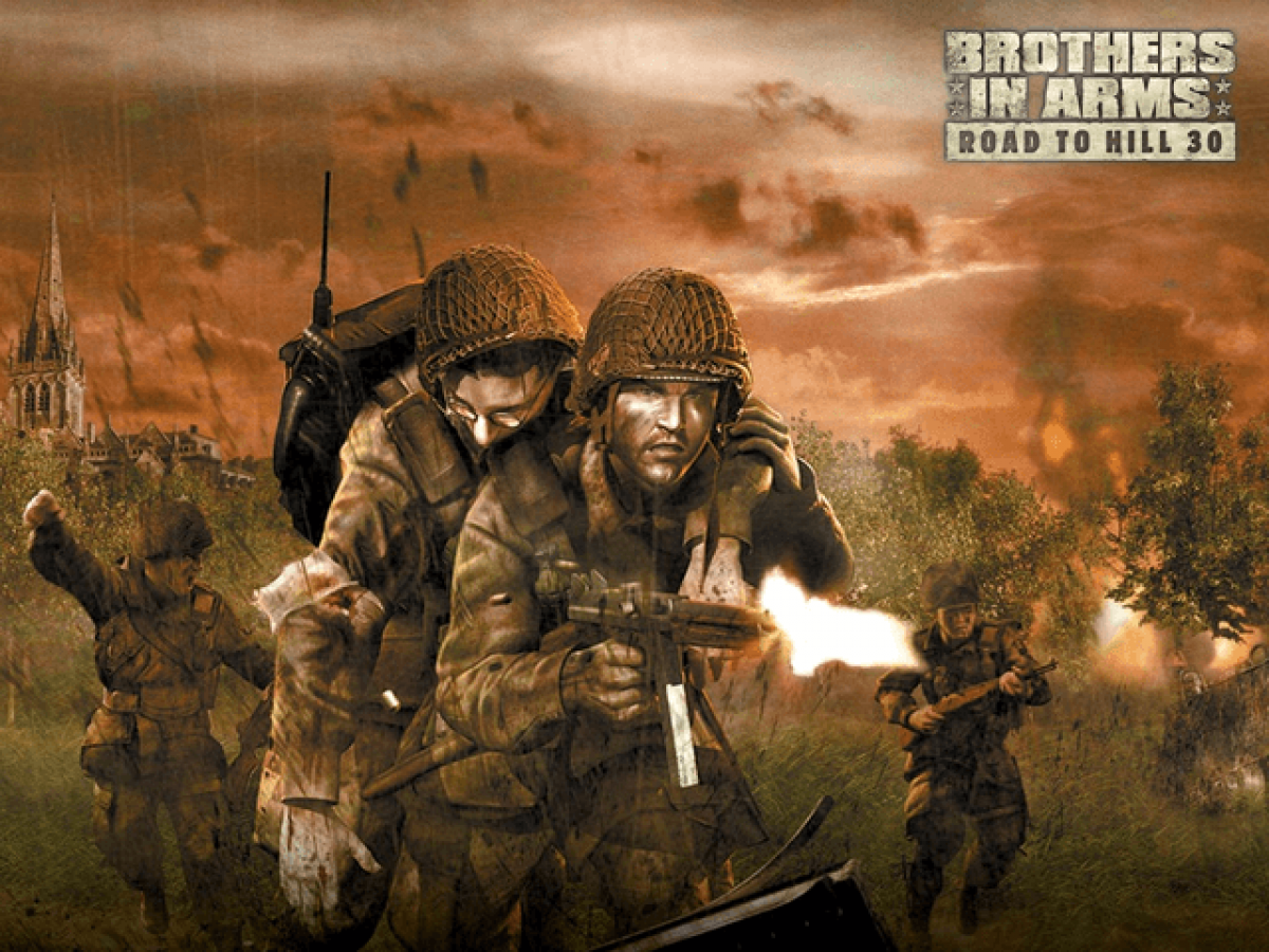Brothers in Arms Road to Hill 30 title screen art for Xbox (XBOX) video game
