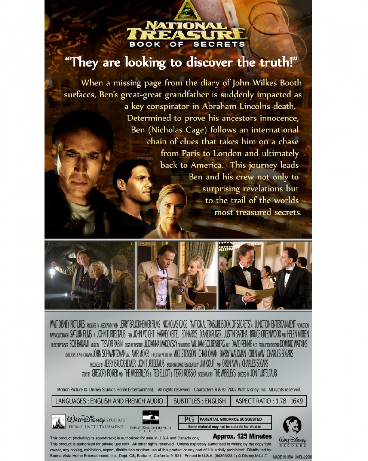 Retro National Treasure 2 PSP UMD movie inspired design featuring cinematic adventure thriller aesthetic vintage PlayStation Portable portable movie entertainment historical treasure hunting action Benjamin Gates mystery exploration nostalgic handheld media presentation back cover