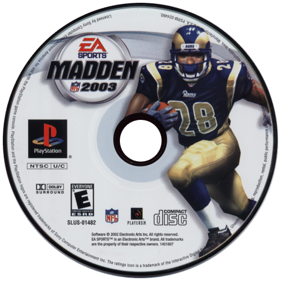 Madden NFL 2003 disc for PlayStation 1 (PS1) retro football video game