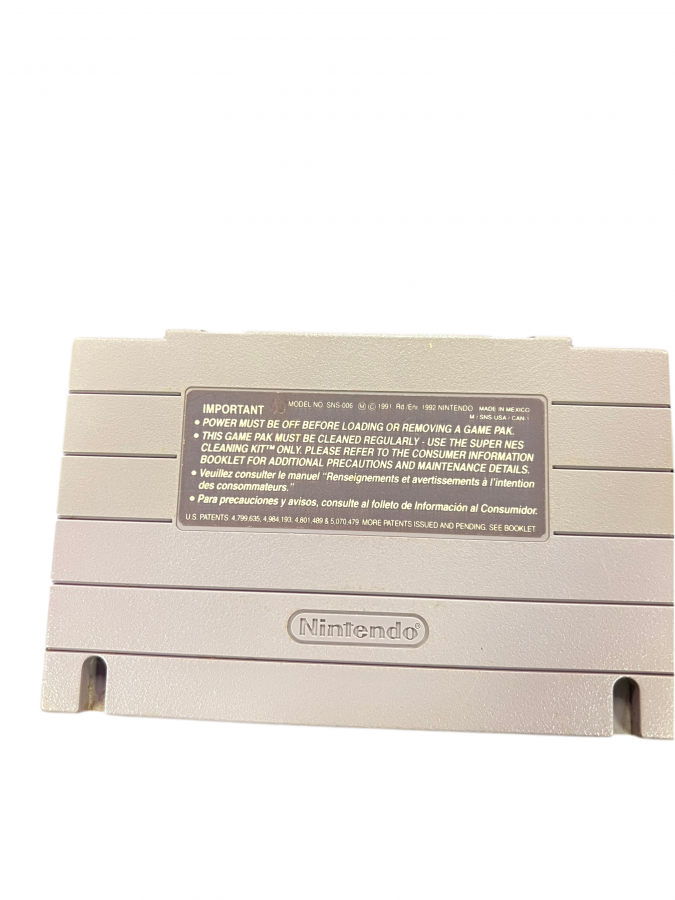 EarthBound back of cartridge for Super Nintendo Entertainment System (SNES) retro video game