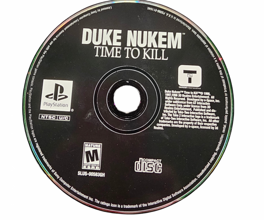 Duke Nukem Time to Kill Greatest Hits PlayStation 1 PS1 for third person shooter video game fans featuring Duke Nukem action packed combat time travel missions powerful weapons enemy encounters explosive environments challenging levels and classic PlayStation gaming collectible appeal disc