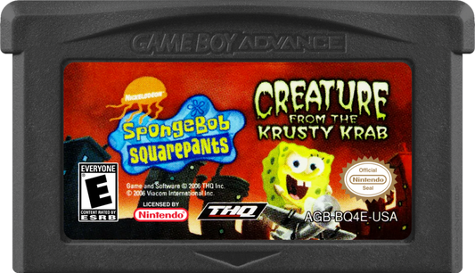 SpongeBob SquarePants: Creature from Krusty Krab game cartridge for Game Boy Advance (GBA) video game