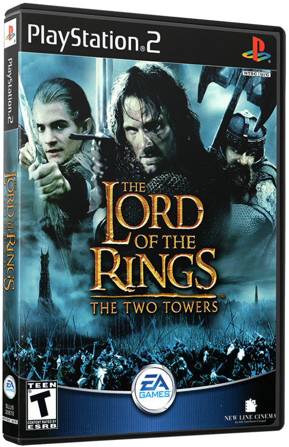 The Lord of the Rings: The Two Towers cover art for PlayStation 2 (PS2) video game