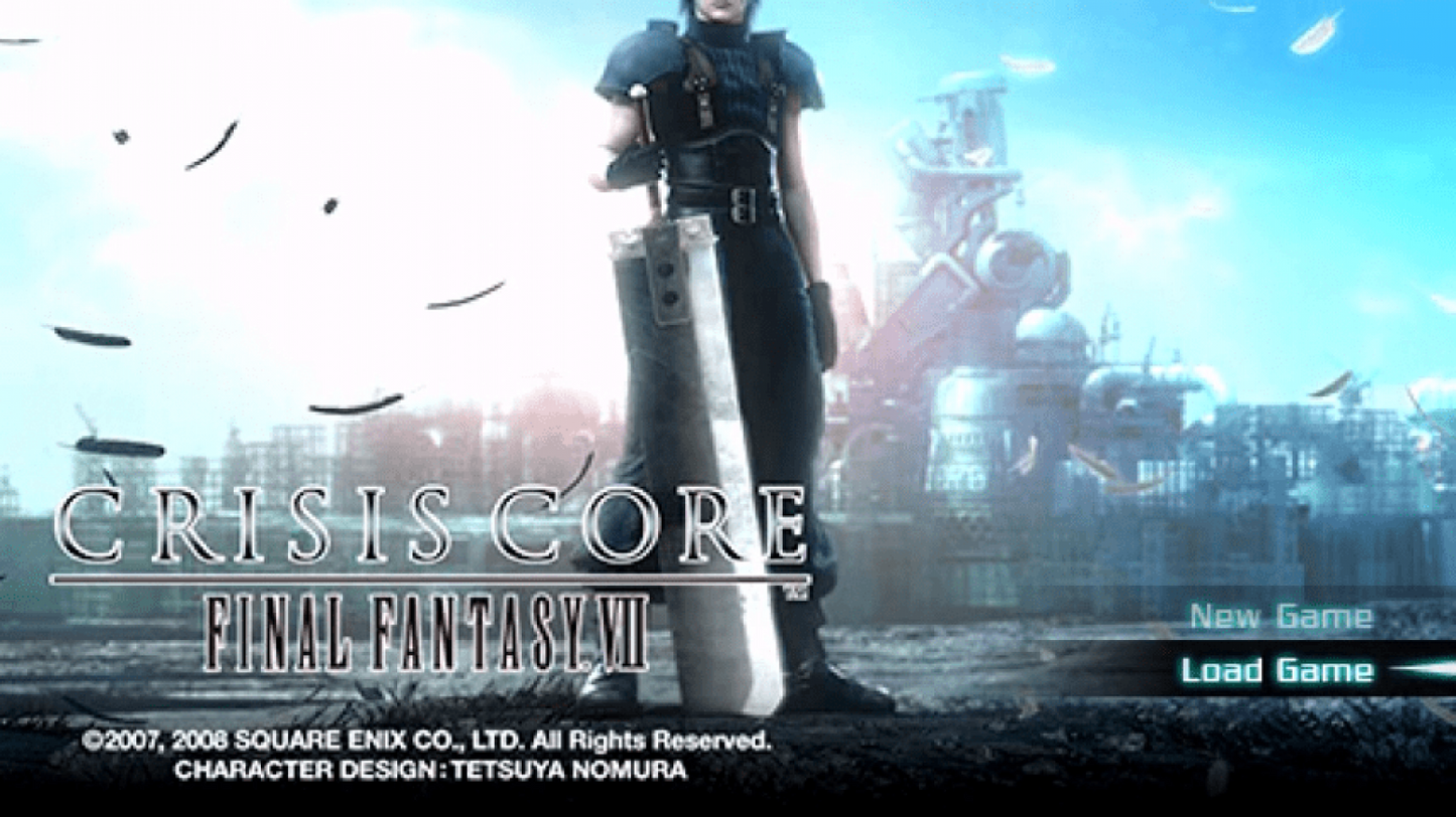 Final Fantasy VII: Crisis Core title page for PlayStation Portable (PSP) action RPG video game