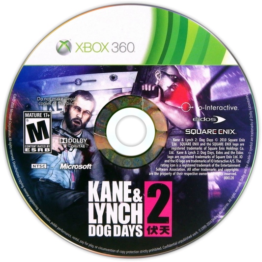 Retro Kane and Lynch 2 Dog Days Xbox 360 inspired design featuring gritty crime thriller shooter aesthetic vintage HD era handheld camcorder visual style urban Shanghai chaos intense co op action brutal criminal underworld cinematic realism nostalgic third person shooter presentation disc