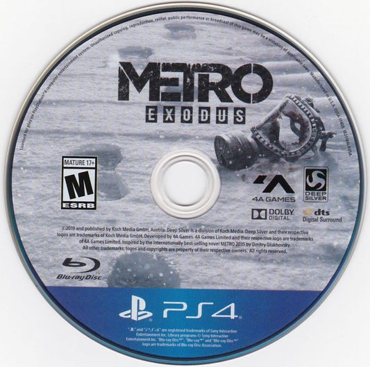 Metro Exodus – PlayStation 4 (PS4) video game disc, first-person shooter game