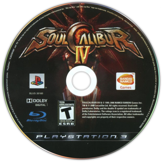Soul Calibur IV disc art for PlayStation 3 (PS3) video game