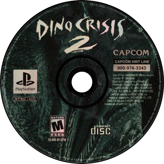 Dino Crisis 2 PS1 PlayStation 1 survival horror action game dinosaur shooter Capcom arcade style combat Regina third person adventure retro video game disc