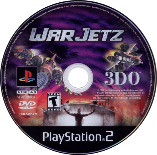 War Jetz – PlayStation 2 (PS2) video game disc, aerial combat action.