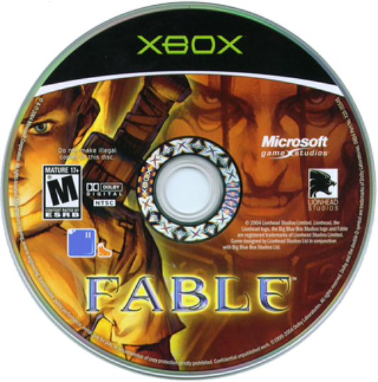 Xbox game disc for 'Fable' with Microsoft Game Studios logo
