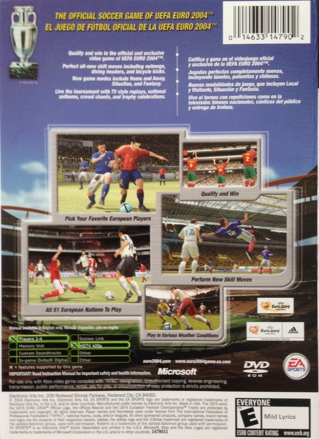 UEFA Euro 2004 back cover art for Xbox (XBOX) video game