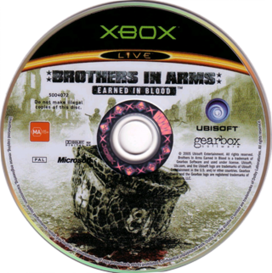 Brothers in Arms: Earned in Blood disc art for Xbox (XBOX) video game