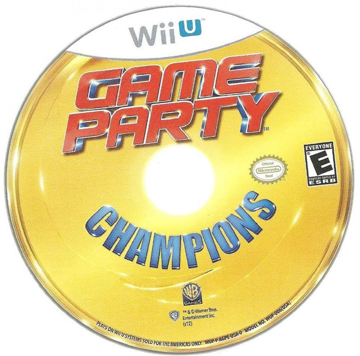 Game Party Champions disc cover art for Nintendo Wii U (Wii U) party video game.