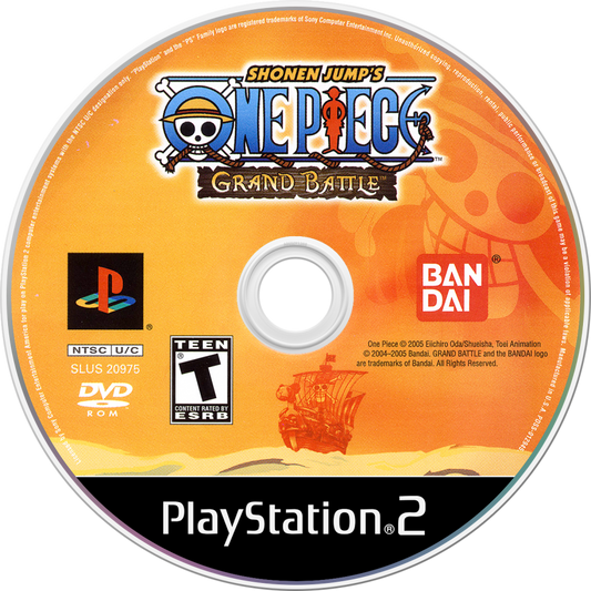 One Piece: Grand Battle – PlayStation 2 (PS2) video game disc, 3D fighting action game.