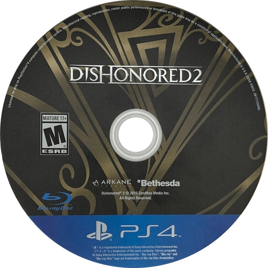 Dishonored 2 – PlayStation 4 (PS4) video game disc, stealth action-adventure by Arkane Studios