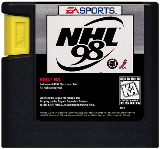 NHL 98 cartridge for Sega Genesis (GEN) video game