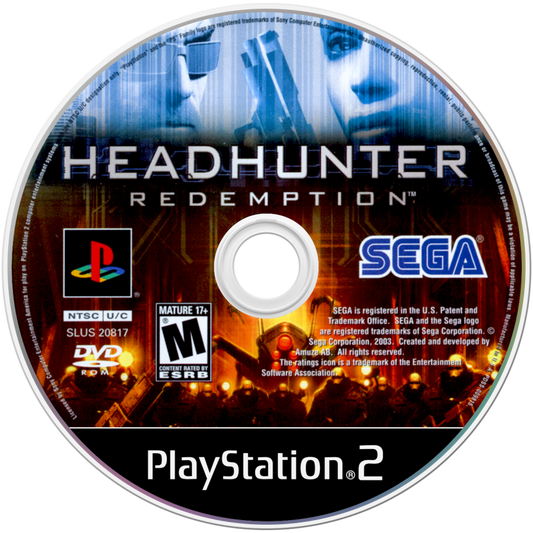 Headhunter: Redemption disc art for Playstation 2 video game