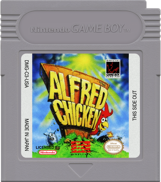 Alfred Chicken cartirdge art for Game Boy (GB) video game