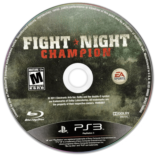 Fight Night Champion PlayStation 3 boxing sports video game featuring cinematic story-driven Champion Mode authentic physics-based gameplay and deep online multiplayer career disc