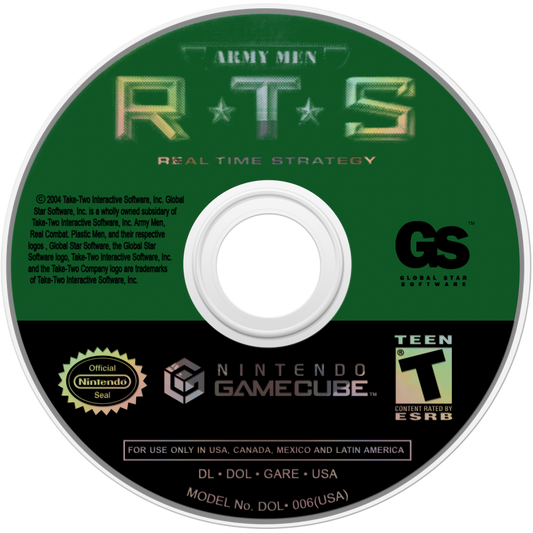 Army Men: R.T.S. disc for GameCube (GC) real-time strategy video game