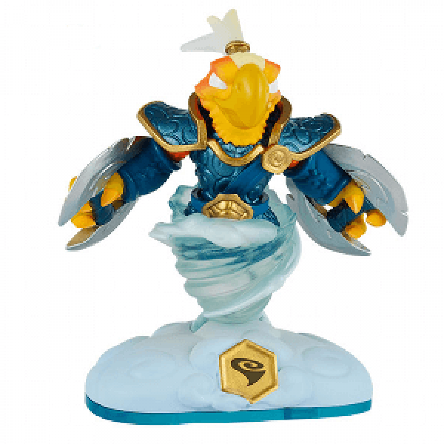 Free Ranger Skylanders Swap Force figure, air element eagle warrior with wings, talons and spinning lower body, posed in dynamic attack stance, detailed collectible toy on portal base from Skylanders Swap Force series